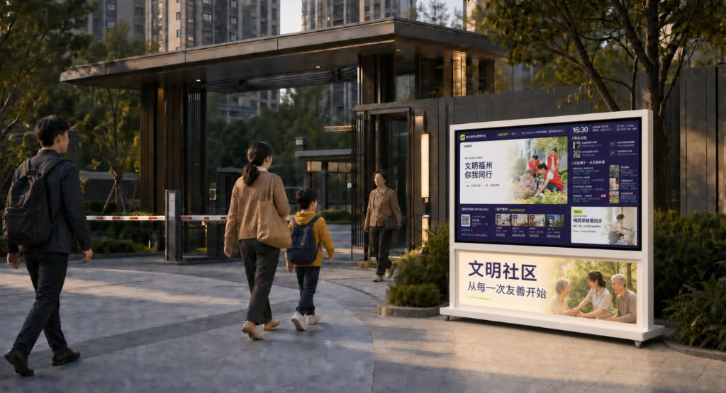 门口LOOK社区入口大屏的场景设计示意